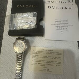 Bvlgari Silver and White Womens ST Watch